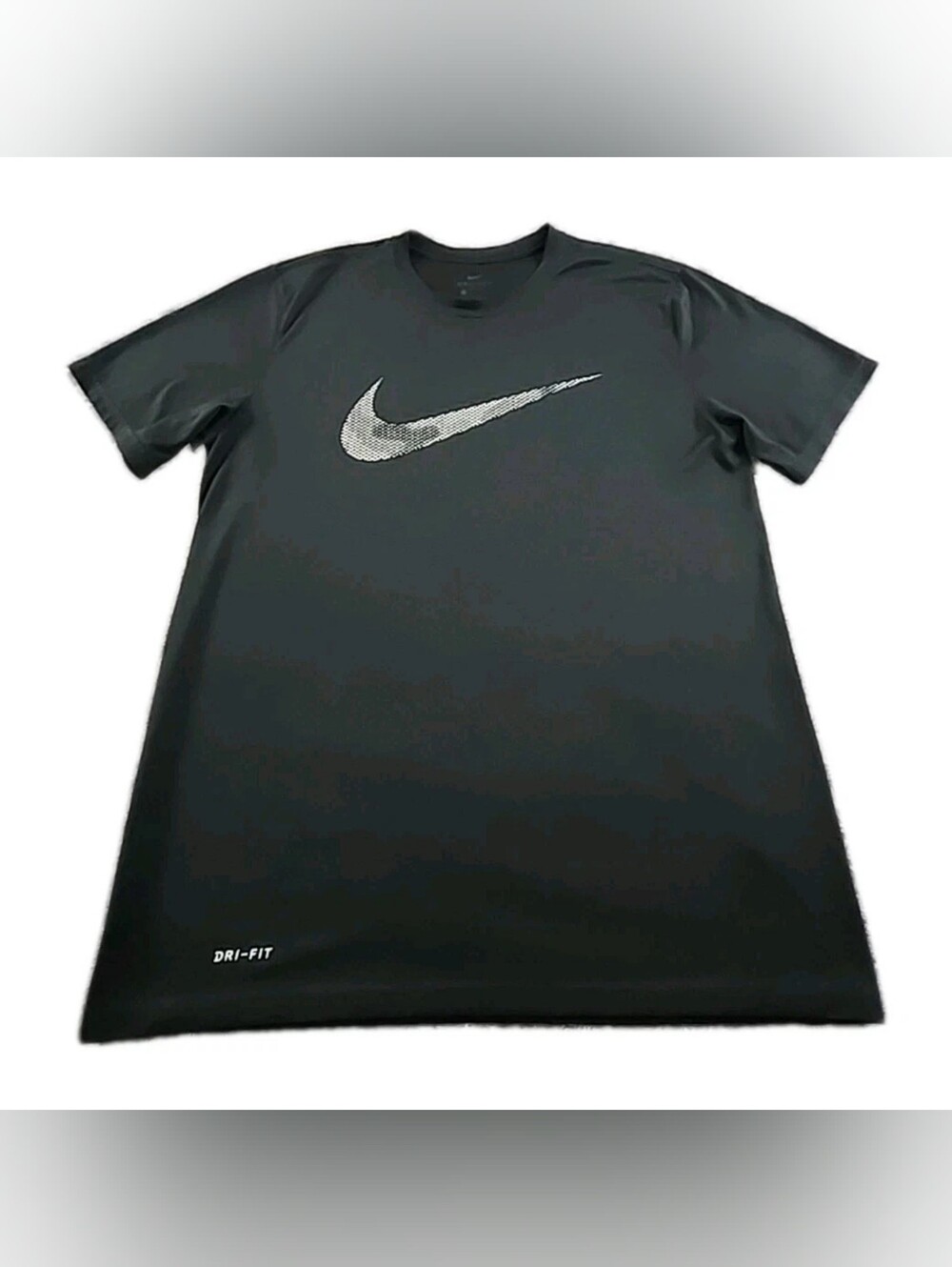 Nike Dri Fit T-Shirt Mens Large Black Swoosh Logo Tee